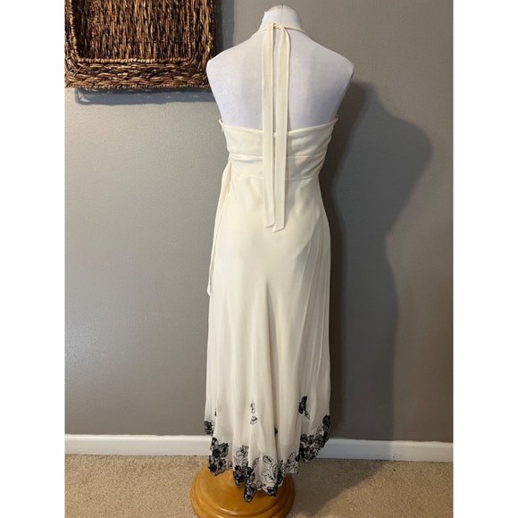 BCBGMAXAZRIA Dress 10 Ivory Black Silk Flowy Wedding Party Cruise NWT $228 - Picture 2 of 12